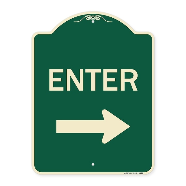 Signmission Parking Lot Enter Right Arrow Heavy-Gauge Aluminum Architectural Sign, 24" x 18", G-1824-23426 A-DES-G-1824-23426 - main